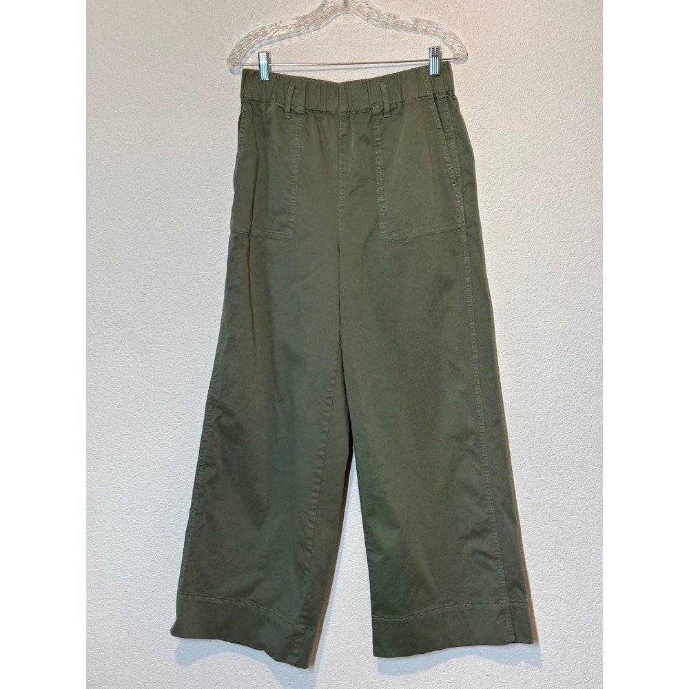 J.Crew Army Green Wide Leg Ankle Cotton Pants High Rise Medium‎ Tall 29 x 29.5